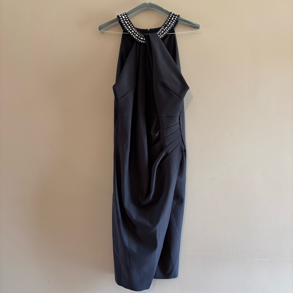 Alex Evenings Dresses & Skirts - Embellished Halter Navy Cocktail Dress